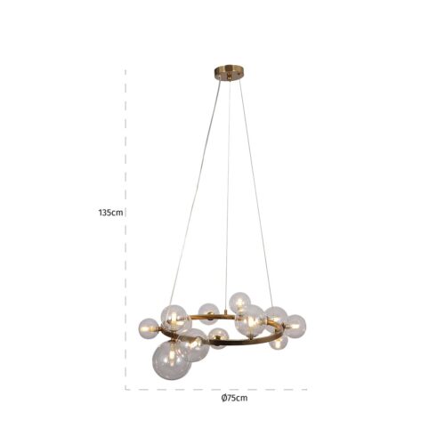 Hanglamp Yosie 13-lamps kleur Brushed Gold - Afbeelding 2
