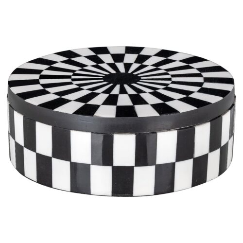 Rond Opbergdoosje Nore Ø15cm kleur Zwart/Wit