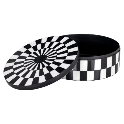 Rond Opbergdoosje Nore Ø15cm kleur Zwart/Wit - Afbeelding 4