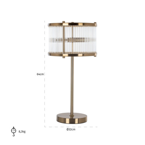 Tafellamp Loiza 64cm hoog kleur Brushed Gold - Afbeelding 2