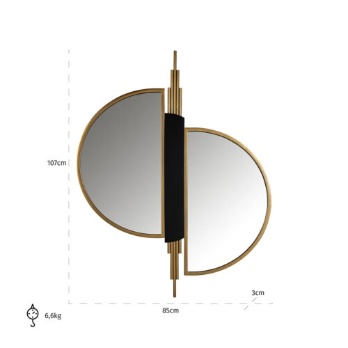 Spiegel Adelyn 107 x 85cm kleur Brushed Gold - Afbeelding 3