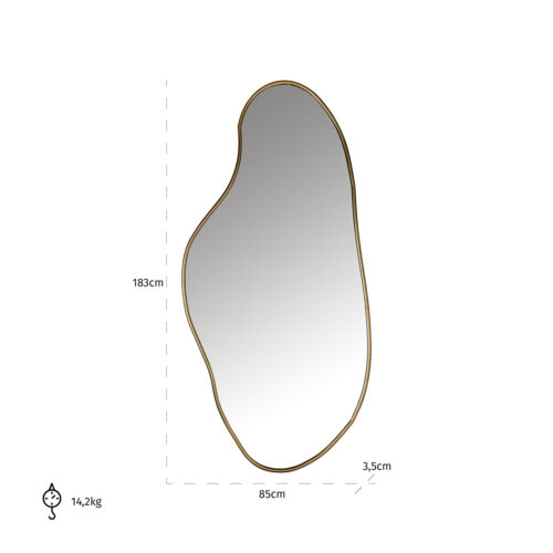 Organische Spiegel Alton 183 x 85cm kleur Brushed Gold - Afbeelding 3