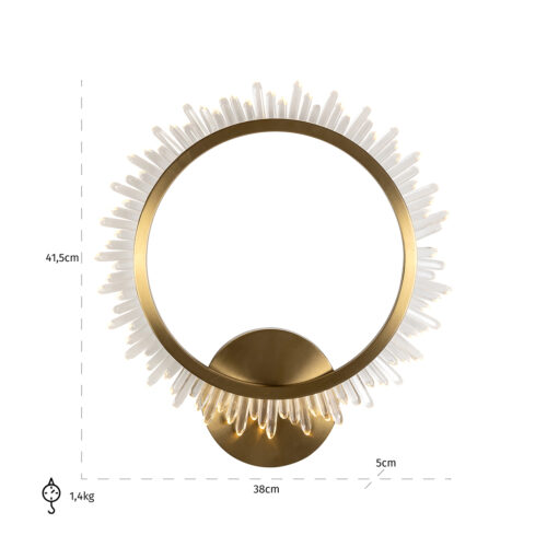 Wandlamp Beau, kleur Brushed Gold - Afbeelding 3