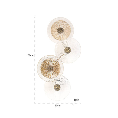 Wandlamp Linzi 4-lamps kleur Brushed Gold - Afbeelding 3