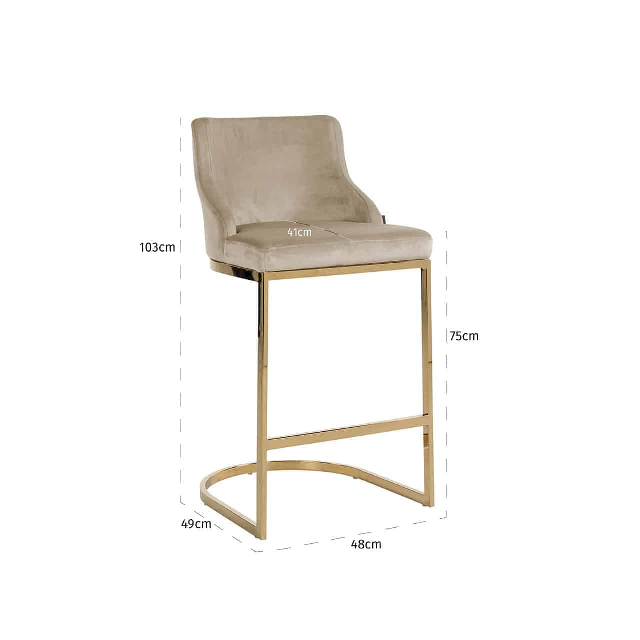 Barstoel Bolton Velvet - zithoogte 75cm - Afbeelding 5