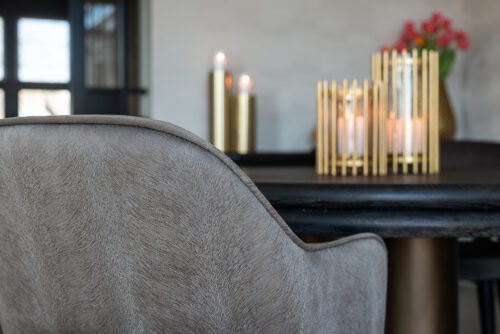 Ronde eettafel Macaron  Ø130 cm - eikenhout met metalen onderstel - Afbeelding 4