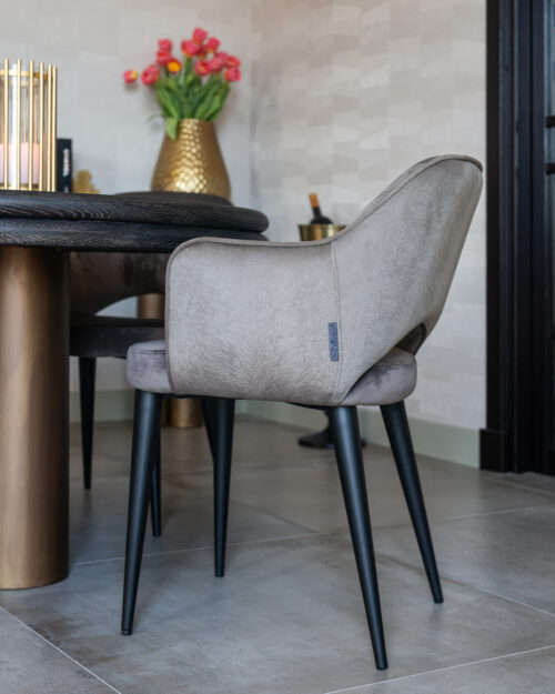 Ronde eettafel Macaron  Ø130 cm - eikenhout met metalen onderstel - Afbeelding 5