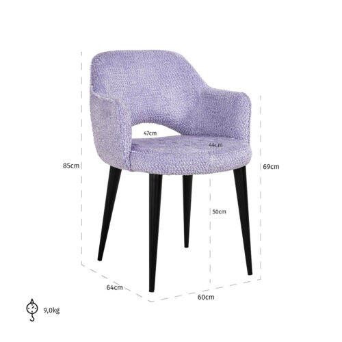 Eetkamerstoel Giovanna Chenille kleur Lavender - Afbeelding 5