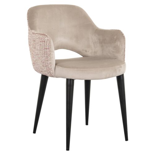 Eetkamerstoel Giovanna Velvet en stof kleur Khaki/Rose