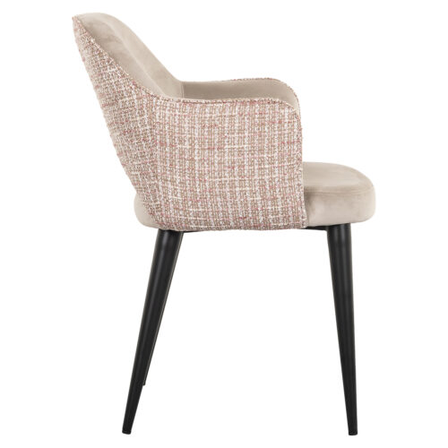 Eetkamerstoel Giovanna Velvet en stof kleur Khaki/Rose - Afbeelding 2