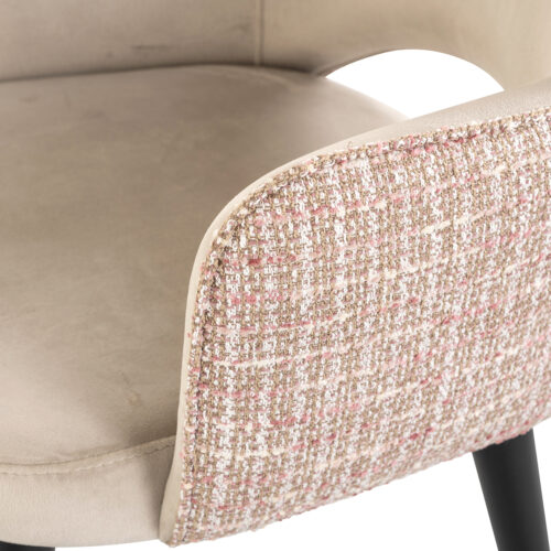 Eetkamerstoel Giovanna Velvet en stof kleur Khaki/Rose - Afbeelding 7
