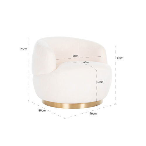 Draaifauteuil Teddy Teddy stof - Wit - Afbeelding 5