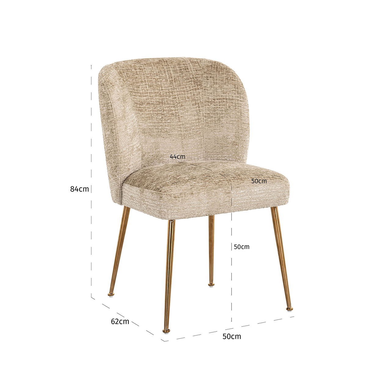 Eetkamerstoel Cannon Chenille kleur Desert - Afbeelding 5