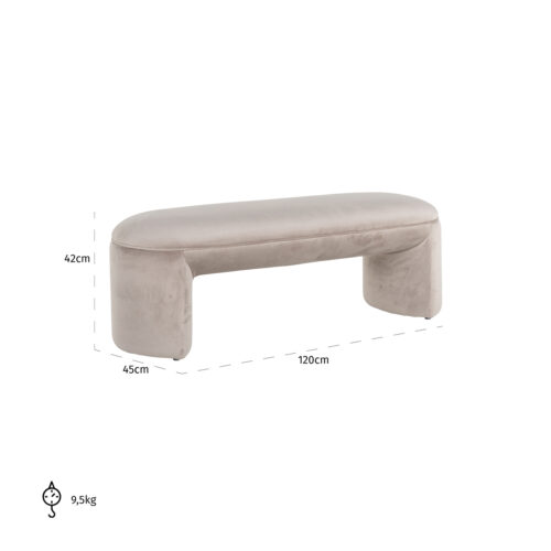 Eetkamerbank Fargo Velvet - Khaki - Afbeelding 4