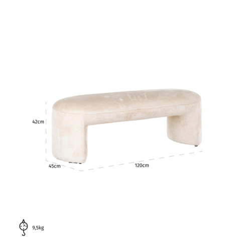 Eetkamerbank Fargo Velvet - Wit - Afbeelding 4