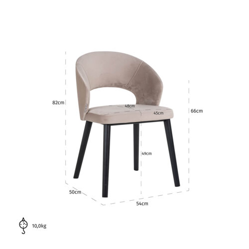 Eetkamerstoel Savoy Velvet kleur Khaki - Afbeelding 5