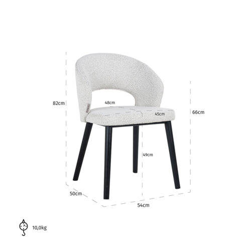 Eetkamerstoel Savoy Bouclé kleur Wit - Afbeelding 5