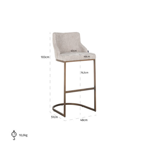 Barstoel Bolton Naturel - zithoogte 76.5cm - Afbeelding 5