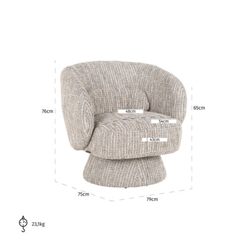 Draaifauteuil Cavallo Geweven stof -  Beige - Afbeelding 5