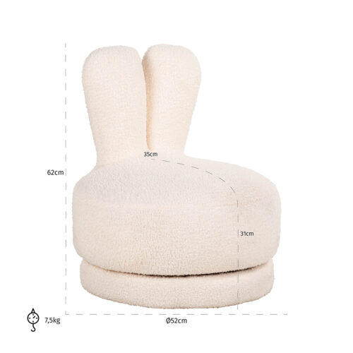 Draaibare Kinderstoel Bunny Teddy - Wit - Afbeelding 5