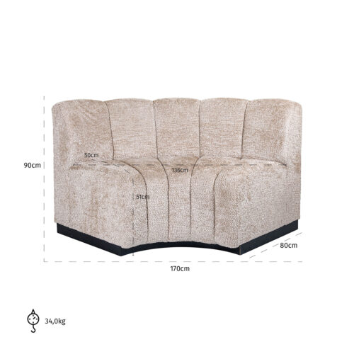 Eetkamerbank Hillpark Chenille - Beige - Afbeelding 5