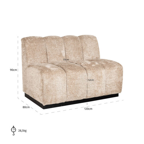 Eetkamerbank Hillpark Hoek Chenille - Beige - Afbeelding 5