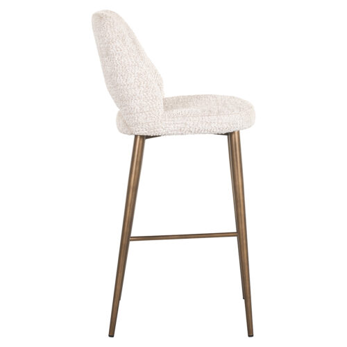 Barstoel Delphine Chenille Crème - zithoogte 76cm - Afbeelding 2