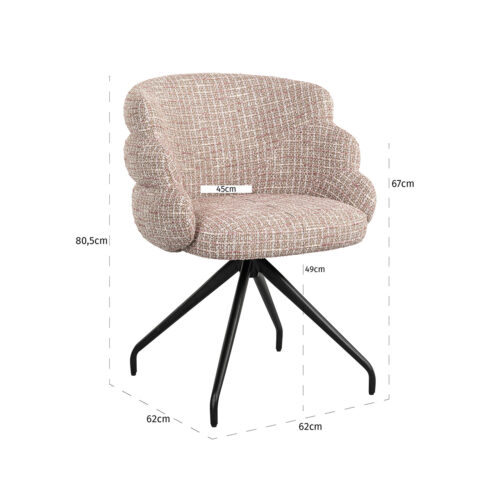 Draaibare Eetkamerstoel Kayla Be Trendy kleur Rose - Afbeelding 5
