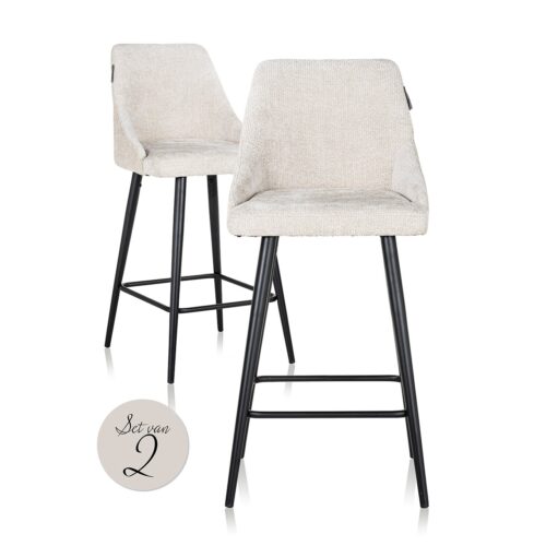 Barstoel Brooke Chenille Creme - zithoogte 67cm