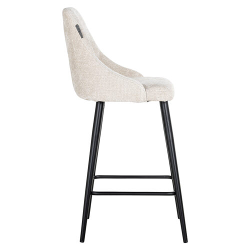 Barstoel Brooke Chenille Creme - zithoogte 67cm - Afbeelding 2