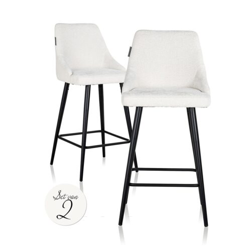 Barstoel Brooke Chenille Wit  - zithoogte 67cm