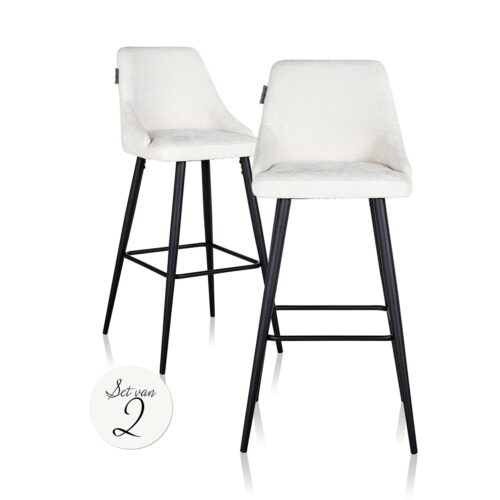 Barstoel Brooke Chenille Wit - set van 2