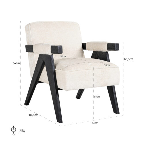 Fauteuil Cooper Chenille - Beige - Afbeelding 5