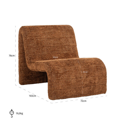 Fauteuil Kelly Chenille - Cinnamon - Afbeelding 5
