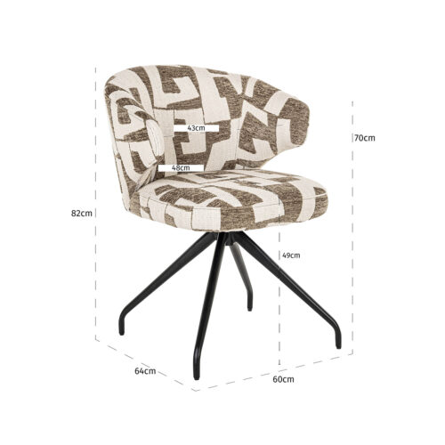 Draaibare Eetkamerstoel Milly Graffic kleur Moss - Afbeelding 5