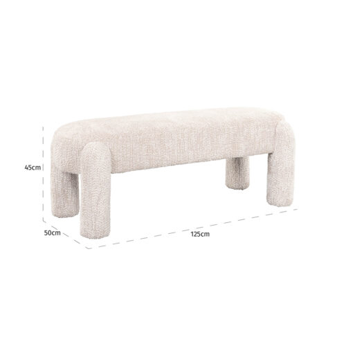 Eetkamerbank Holly Chenille - Creme - Afbeelding 4