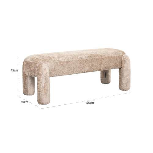 Eetkamerbank Holly Chenille - Naturel - Afbeelding 4