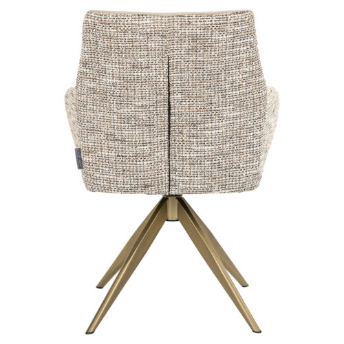 Draaibare Eetkamerstoel Lisonne Velvet en stof kleur Khaki/Naturel - Afbeelding 3