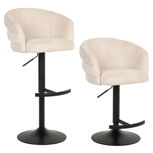 Draaibare Barstoel Nikki Chenille - Beige - Afbeelding 16