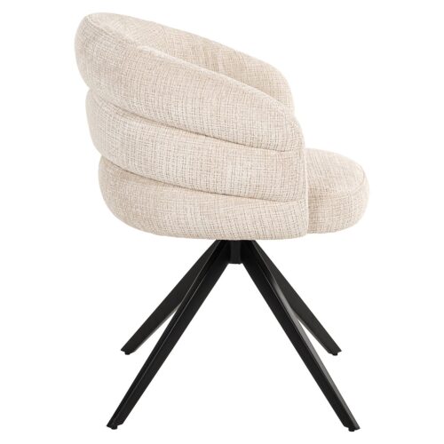 Draaibare Eetkamerstoel Chadwick Geweven stof kleur Beige - Afbeelding 2