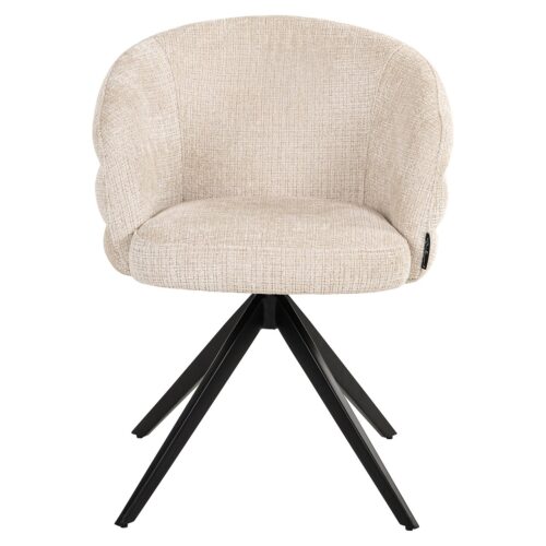 Draaibare Eetkamerstoel Chadwick Geweven stof kleur Beige - Afbeelding 4