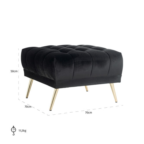 Hocker Huxley Velvet - Antraciet - Afbeelding 5