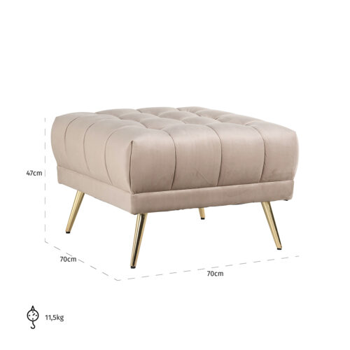 Hocker Huxley Velvet - Khaki - Afbeelding 5