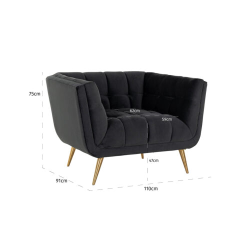 Fauteuil Huxley Velvet - Antraciet - Afbeelding 6