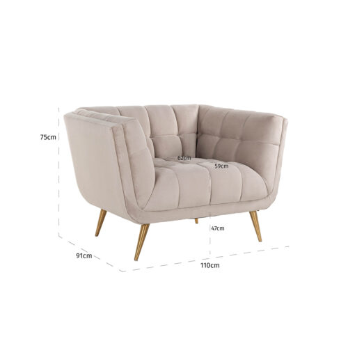 Fauteuil Huxley Velvet - Khaki - Afbeelding 5