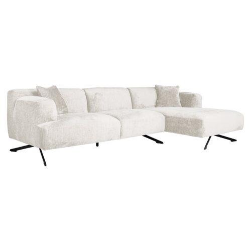 3-zits Loungebank Donovan Rechts Chenille - Crème