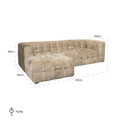 Loungebank Merrol Links Chenille - Desert - Afbeelding 6