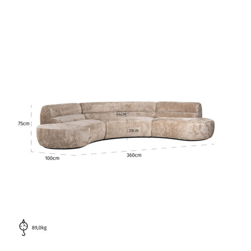 Organische Bank Colby Chenille 360cm - Naturel - Afbeelding 6