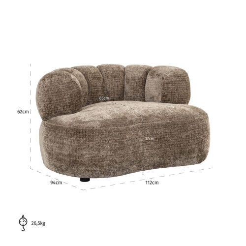 Fauteuil Penelope Chenille - Stone - Afbeelding 5