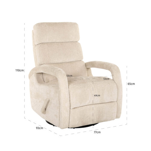 Verstelbare Draaifauteuil Denvi Chenille - Beige - Afbeelding 6